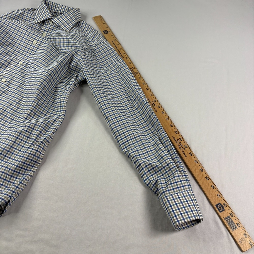 Eton Shirt Mens Medium Plaid Contemporary Button Up Cotton Linen Blend - Picture 6 of 9